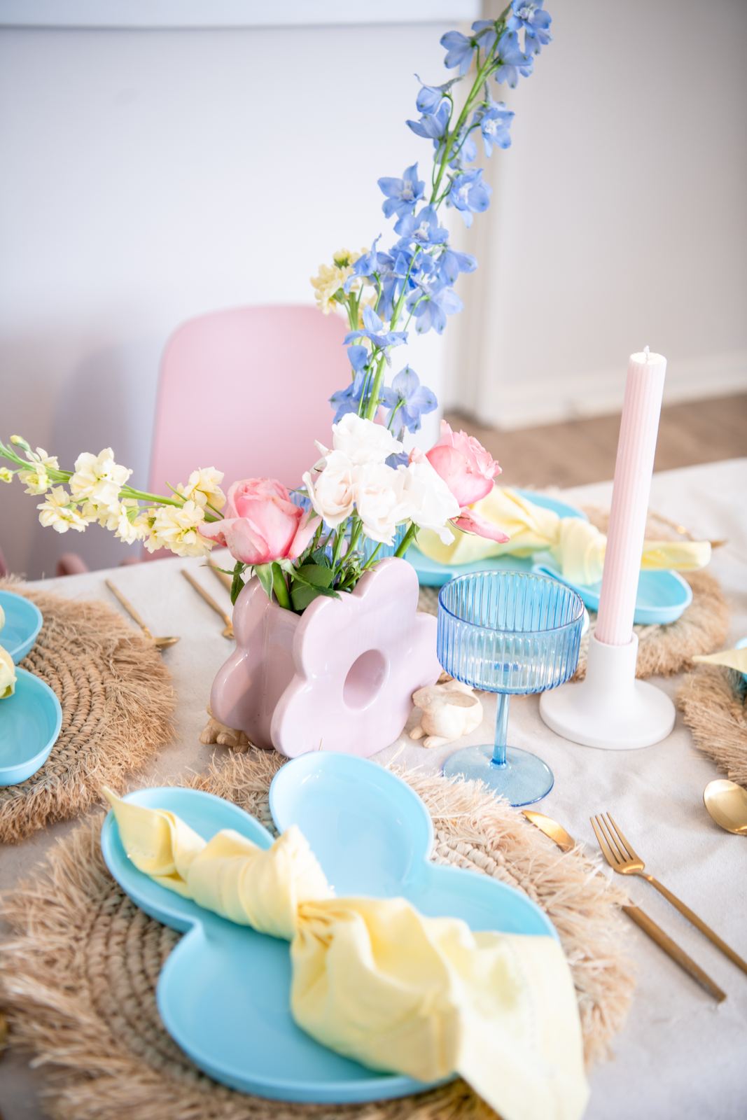 Pastel kids place settings with themed plates