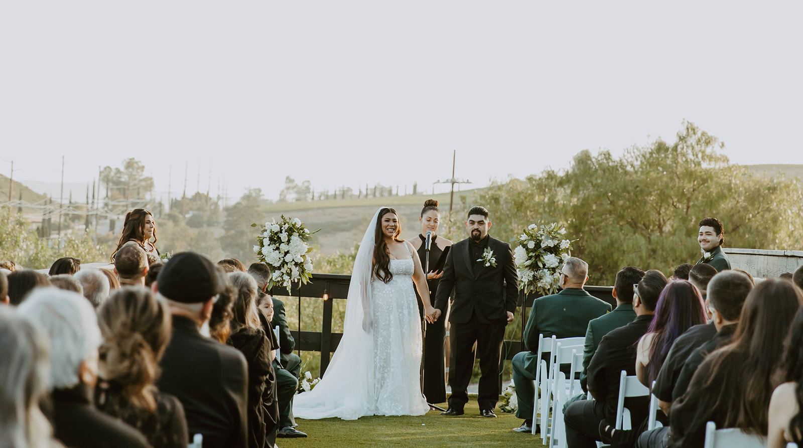 Outdoor ceremony aisle at golden hour