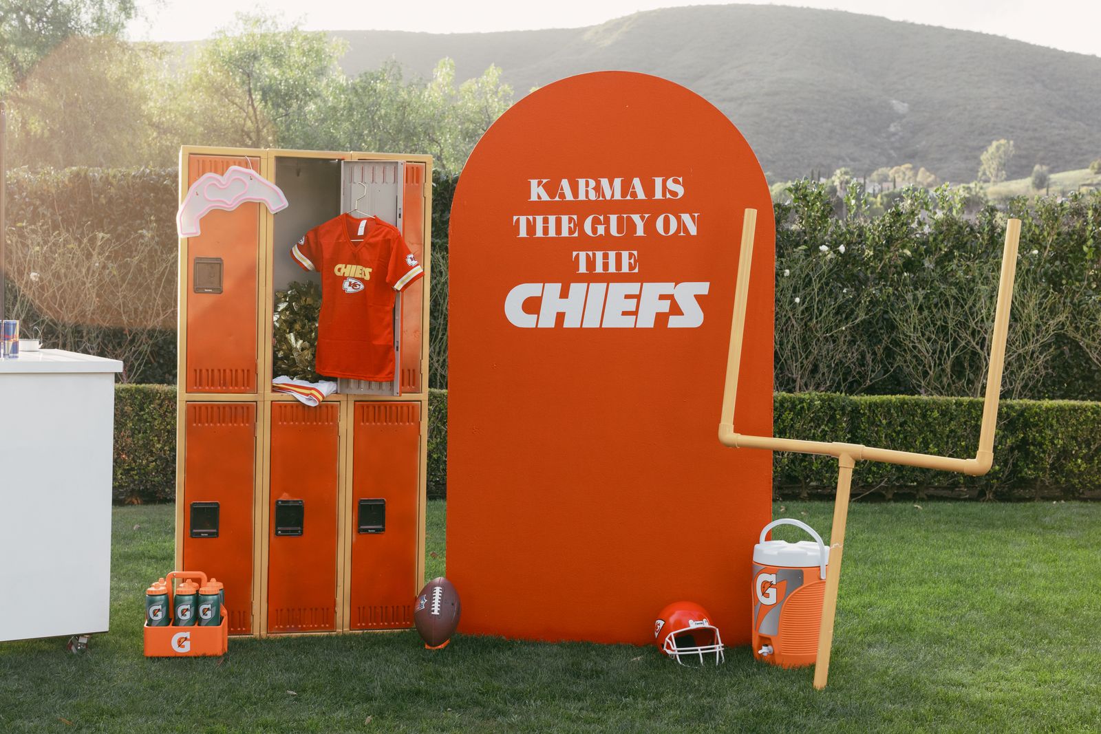 Football tailgate themed party with custom backdrops and concessions bar
